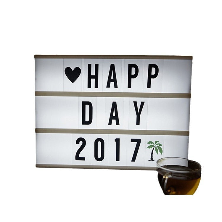 INS popular hot-selling LED letter DIY puzzle card light box room proposal birthday decoration A4 letter light box