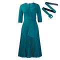 C8599exportfall and winternew arrivalwomen's olfashion suit collar pleated waistplus size africandress