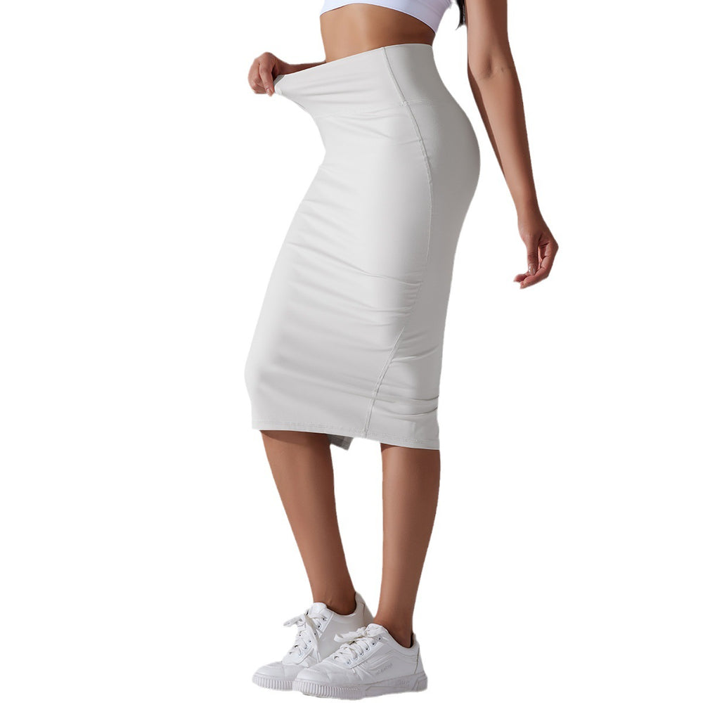 Naked high waist tight hip skirt sports skirt high elastic brushed medium long slit casual yoga women's skirt