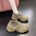 Flyknit lightweight dad sneakers women's 2025 summer new breathable non-slip hiking shoes versatile chunky sole sock sneakers