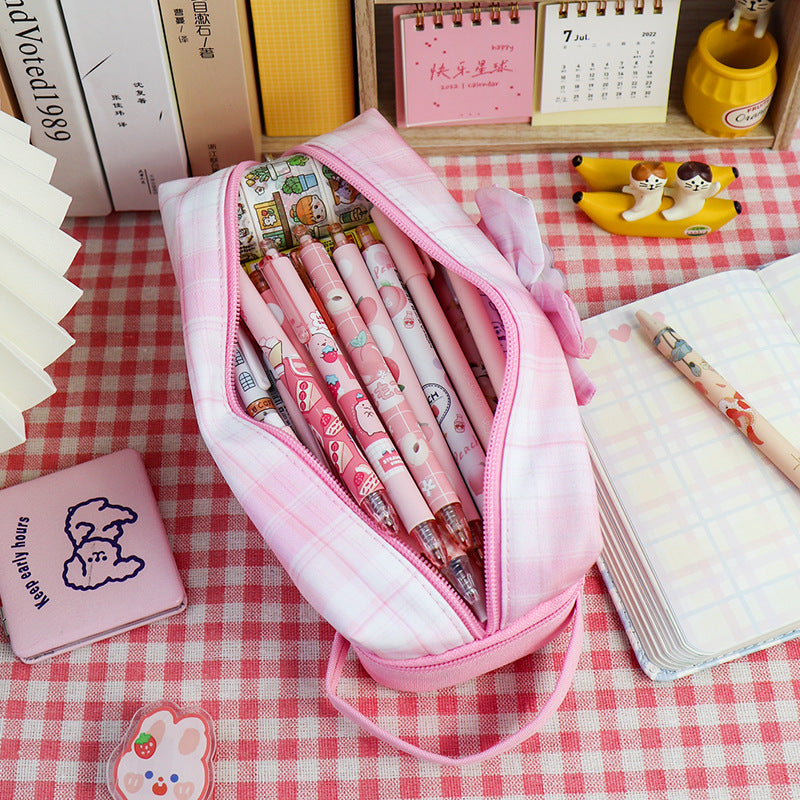 Pencil bag JK style Korean version small fresh high value large capacity pencil bag primary school students multi-functional stationery bag student pencil case