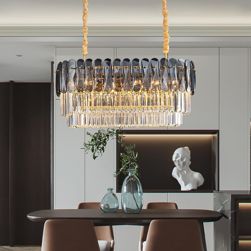 Light luxury crystal lamp creative living room chandelier post-modern simple atmosphere high-end villa Hong Kong-style restaurant bedroom lighting