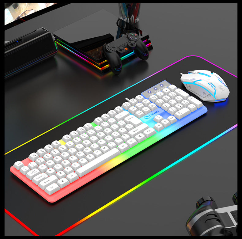 Limei gtx350 illuminated keyboard and mouse combo - floating keyboard, mechanical feel, esports gaming mouse and keyboard set