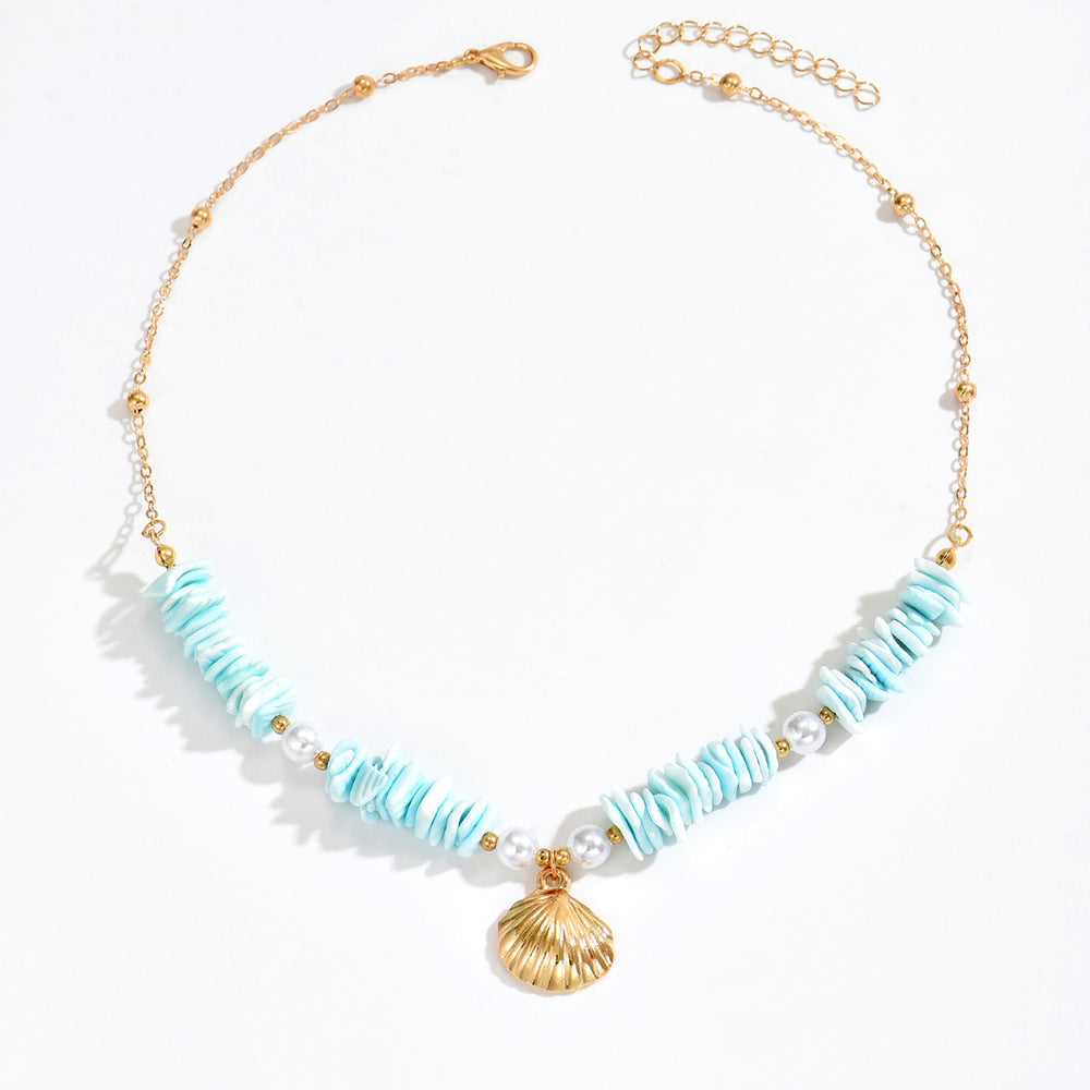 European and american cross-border jewelry: summer ins ocean-inspired crushed stone starfish necklace - women's casual vacation style clavicle chain accessories