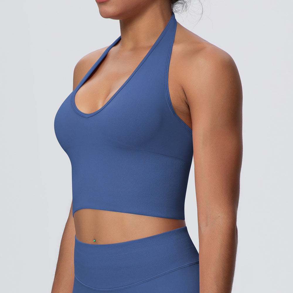 New arrivalsexy back halter yoga bra fashion seamless breathable sports intimatesoutwear running fitness vest