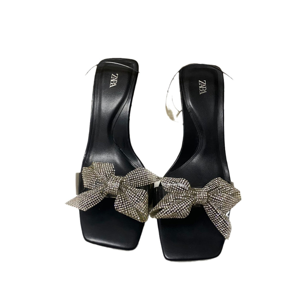 Za new 2024 french square toe stiletto heel pvc patchwork thong sandals with rhinestone butterfly bow and open toe detail for women