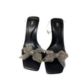 Za new 2024 french square toe stiletto heel pvc patchwork thong sandals with rhinestone butterfly bow and open toe detail for women