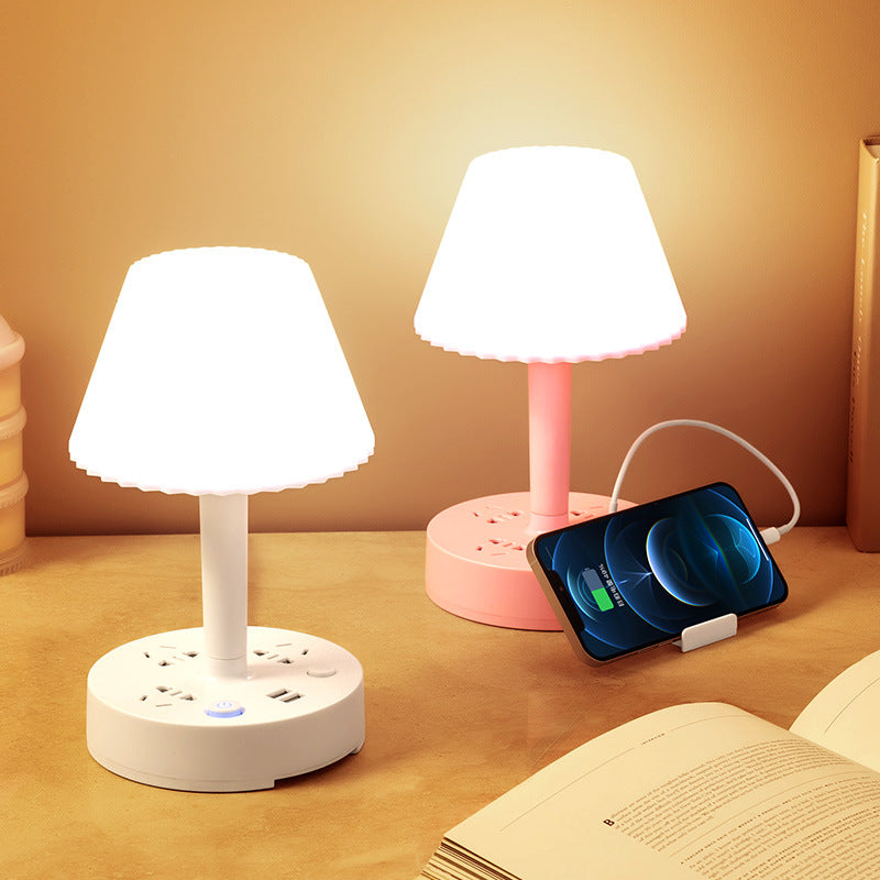 Desk lamp socket panel multifunctional with usb multi-port power strip with cord for home bedside night light power strip