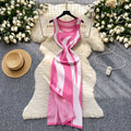 French style printed sleeveless knit dress - women's summer new arrival, slim fit, figure-flattering, slit detail, elegant and chic maxi dress