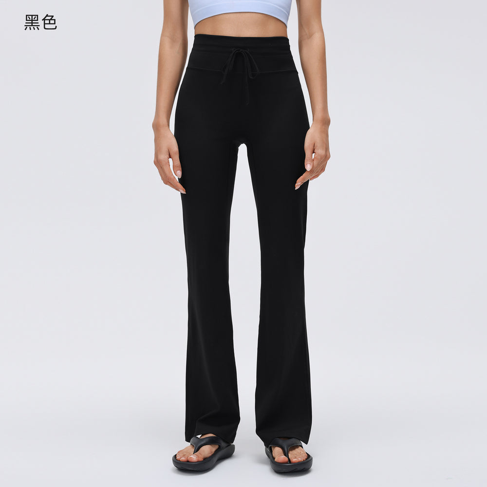High-waisted, drawstring, flared yoga pants for women. high-stretch, breathable, suitable for wearing outdoors. professional pilates and fitness leggings. d26012