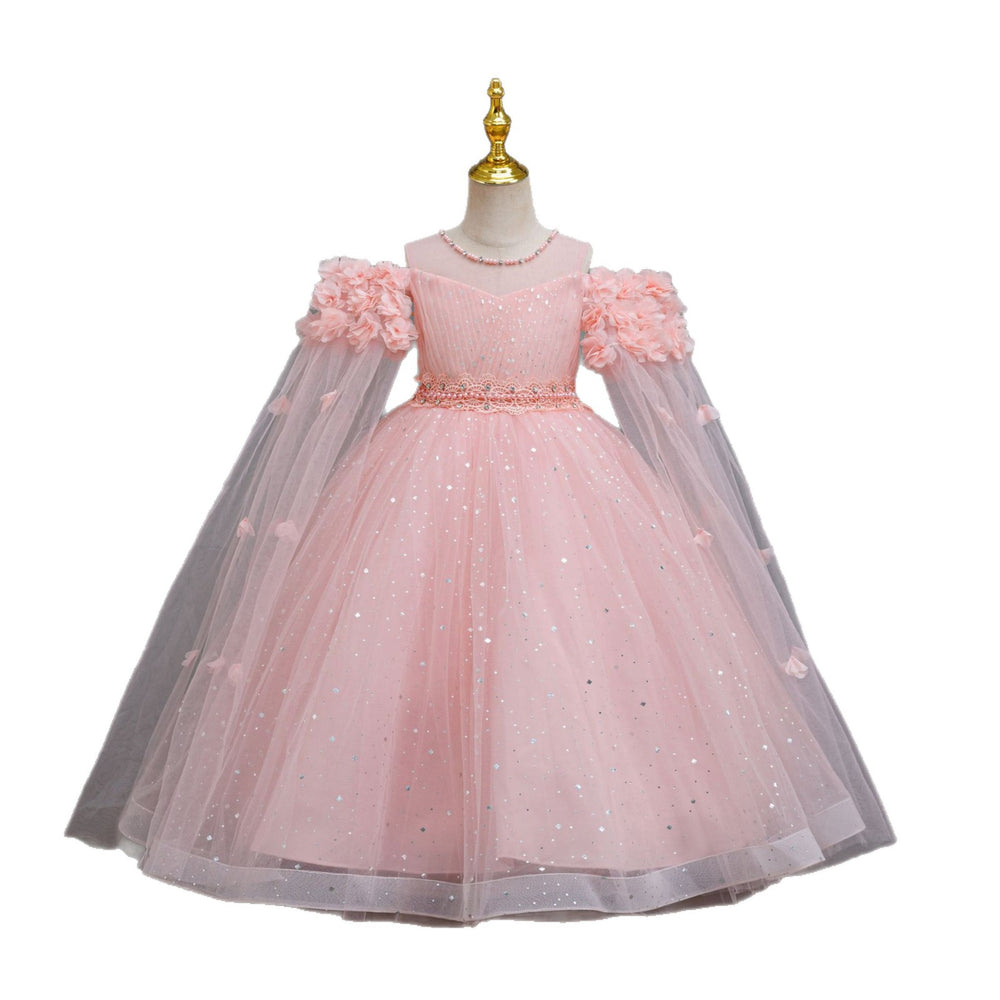 Exportin stockgirl dress petals wedding dress princess dress girl flower girl piano performance dress girl dress