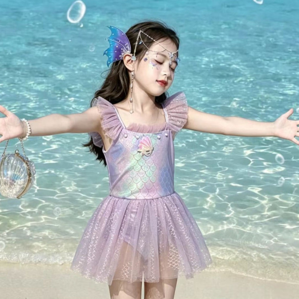 Baby swimsuit for girls, new style, mermaid princess style, colorful swimsuit, children's hot spring vacation swimsuit