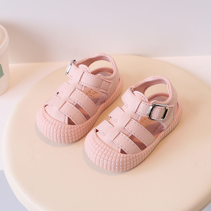 Korean style trendy summer new baby first walker shoes soft sole sandals simple breathable closed-toe sandals for boys and girls 1-3 years old