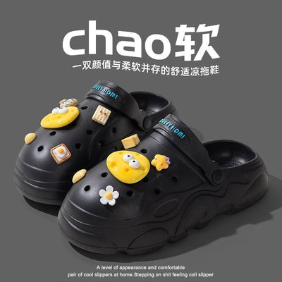 2023 new clogs: chunky platform, height increasing, non-slip, durable, beach-ready, cute cartoon, breathable, closed-toe sandals & slippers for women - summer collection