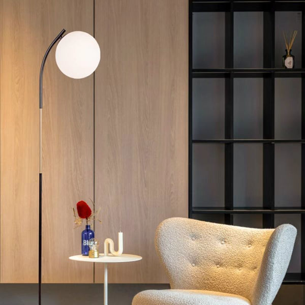 Nordic spherical floor lamp, modern minimalist creative ball ins wind bedroom living room study Internet celebrity sitting lamp