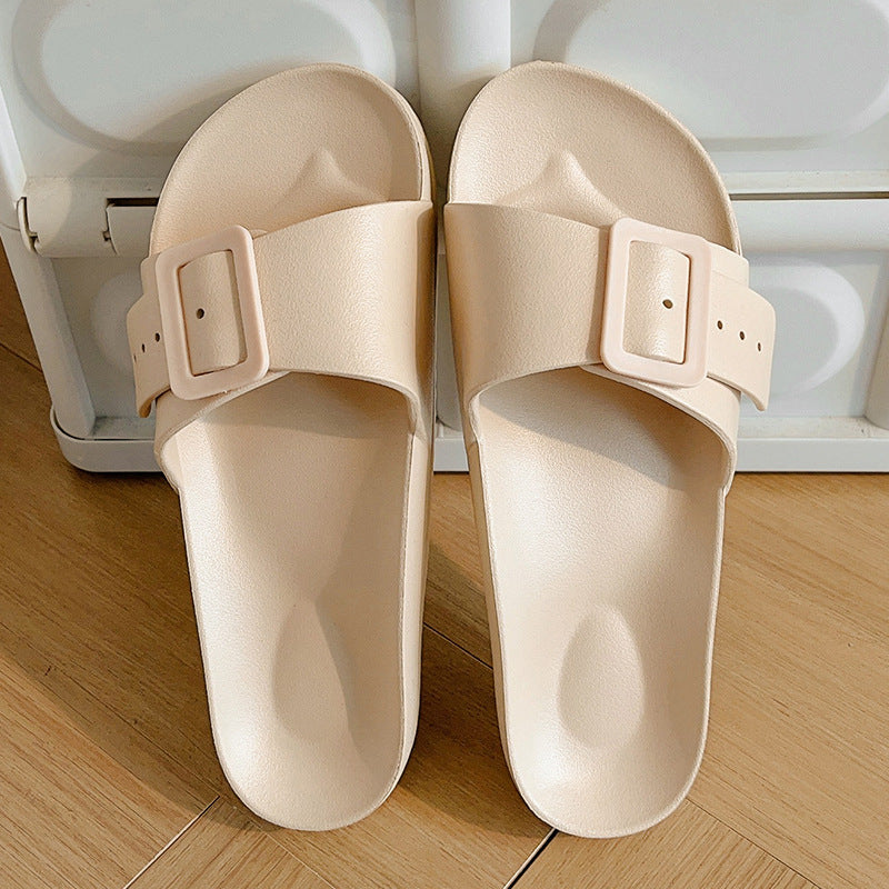 Boken large-size slippers women's new Korean version of sandals to wear outside, casual home one-word drag soft-soled comfortable sandals size 43