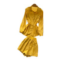 Light mature french style yellow shirt shorts two-piece set female autum be careful to expose the waist and waist slimming lookwork clothingsuit