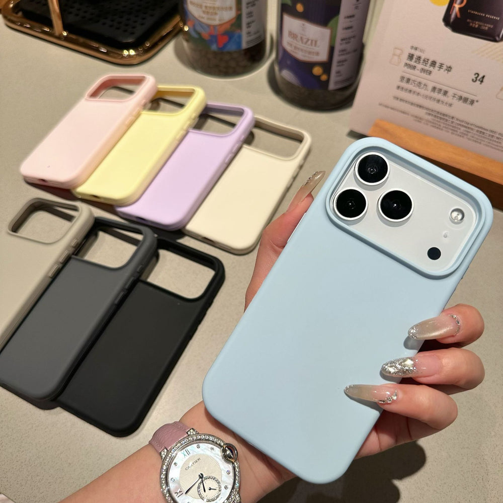 Large pore liquid silicone inner magnetic case for apple 17 pro max - solid color, skin-feel, drop-proof iphone 15