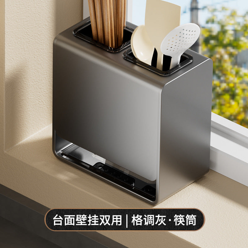 No punching chopsticks cartridge knife holder integrated kitchen rack wall-mounted wall spoon chopsticks cage basket box knife storage