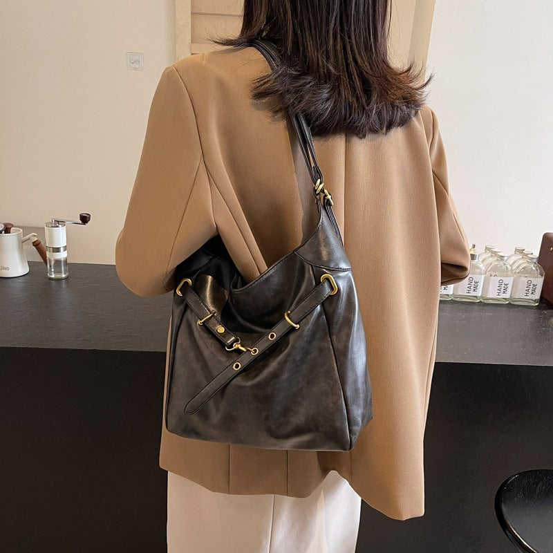 Cross-border 2025 new Maillard large-capacity shoulder bag autumn and winter versatile backpack women's commuter tote bag