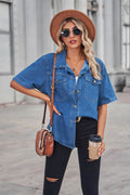 Ebay fashion cross-border foreign trade  new arrival washed thin denim shirt tops  short-sleeved cardigan for women