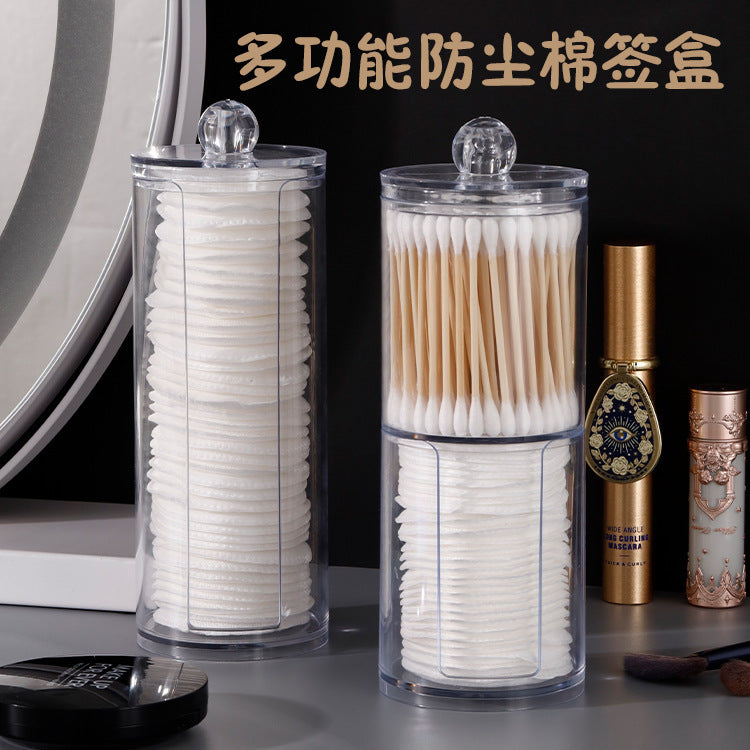 Cotton swab desktop cotton remover transparent acrylic storage box storage dresser dustproof puff finishing with cover