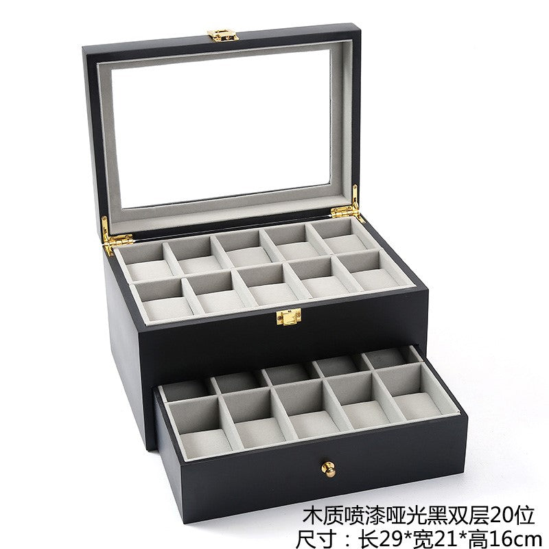 New double-layer 20-digit watch box with sunroof watch jewelry storage box bracelet box large-capacity watch collection box