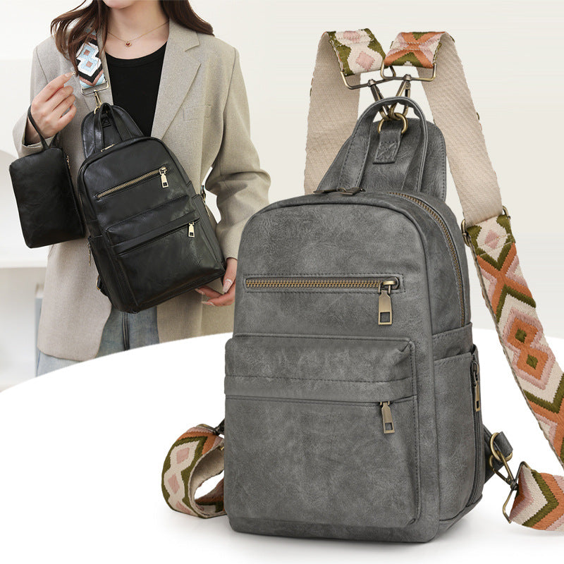Cross-border small backpack backpack women's new bag pu women's bag, set lightweight backpack backpack commuting