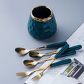 Simple fruit fork spoon ceramic storage jar stainless steel high-looking ceramic handle fruit fork household set wholesale