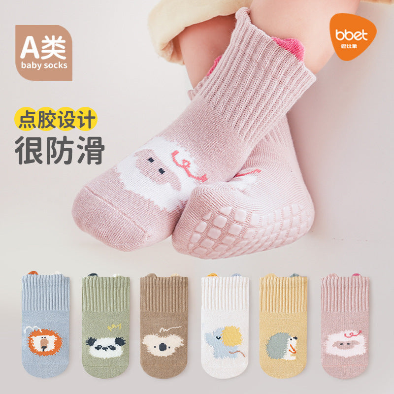 Babylon children's socks - new autumn collection: anti-slip grip, baby floor socks, cool-touch, pull-tab, combed cotton, zhongtong socks