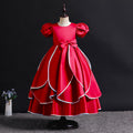 Export kids dress satin rainbow edge princess dress girl puff sleeve high-end birthday piano performance dress
