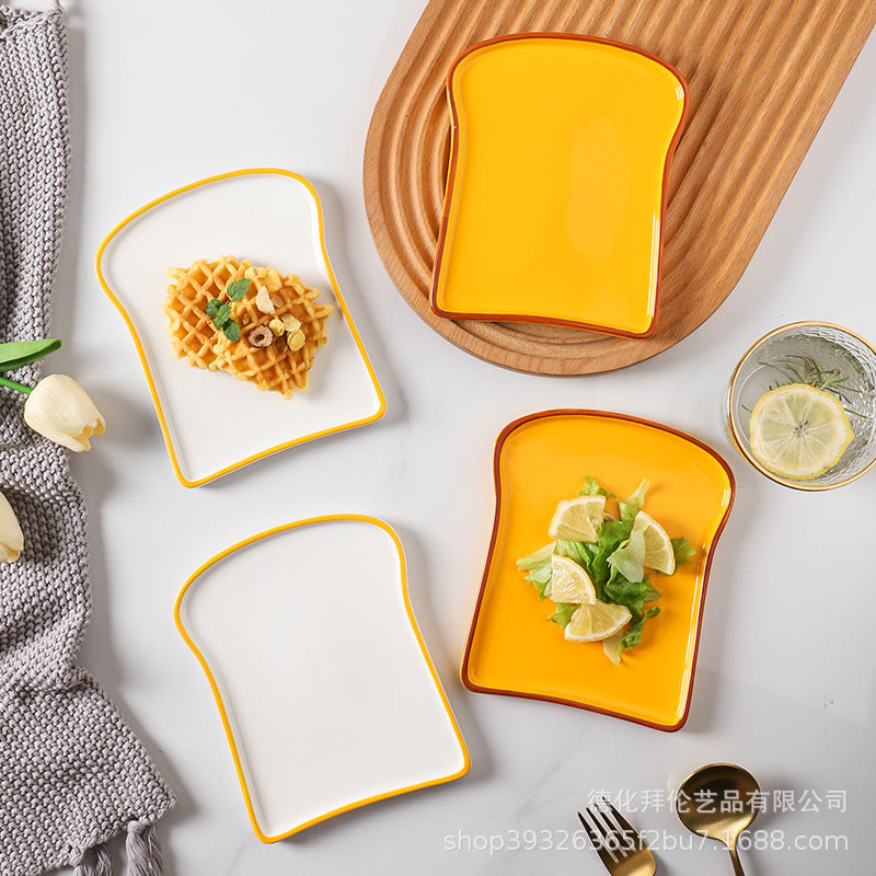 Toast breakfast plate creative ceramic bread plate household western food plate breakfast plate cheesecake plate wholesale