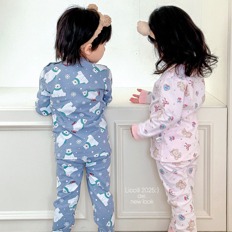 Kids' fall/winter thermal underwear set - warm base layer for boys and girls, perfect for home wear (sizes for toddlers to big kids)