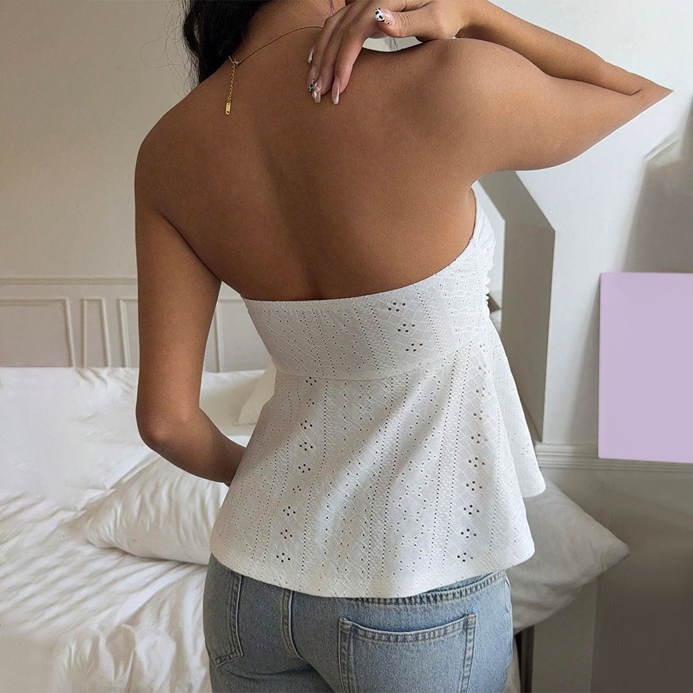 summer new arrival:  cross-border women's fashion - high-end sweet & spicy bandeau tank top, slim-fit sleeveless top