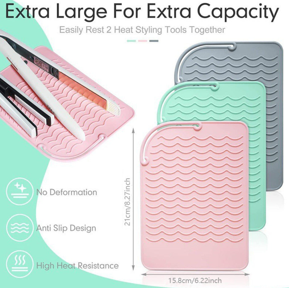 Curling iron, hair straightener, perm rod, silicone thermal insulation pad, electric curling rod, large curling perm, storage, non-slip silicone pad.