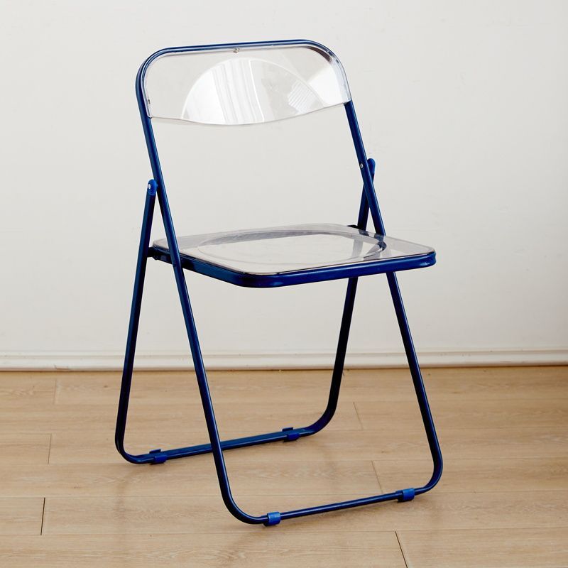Minimalist folding chair - transparent acrylic photo booth chair for clothing stores, trendy influencer makeup stool, crystal backrest dining chair