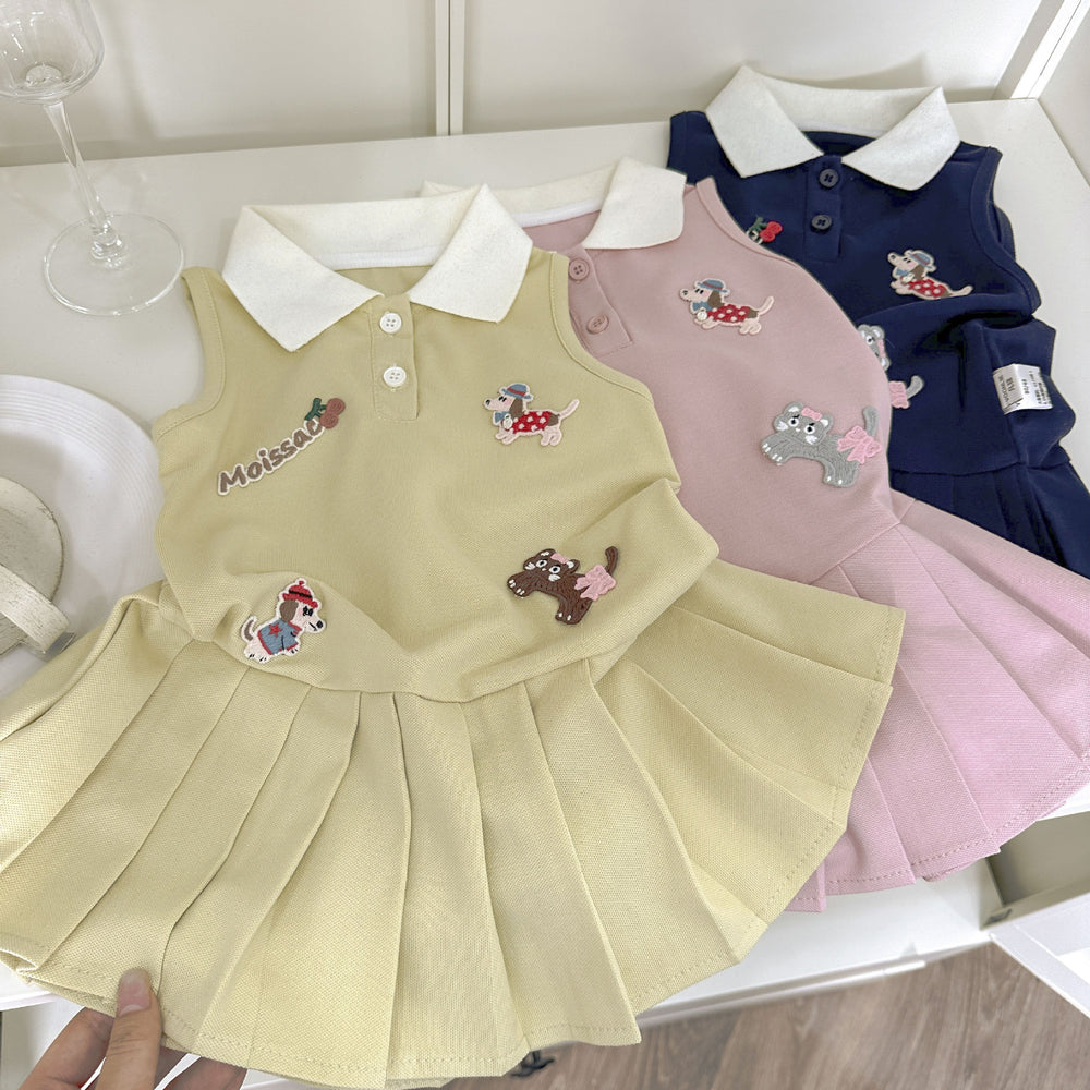 [summer clothing big sale free shipping] girls' preppy style vest dress summer clothing  new style children's baby casual po