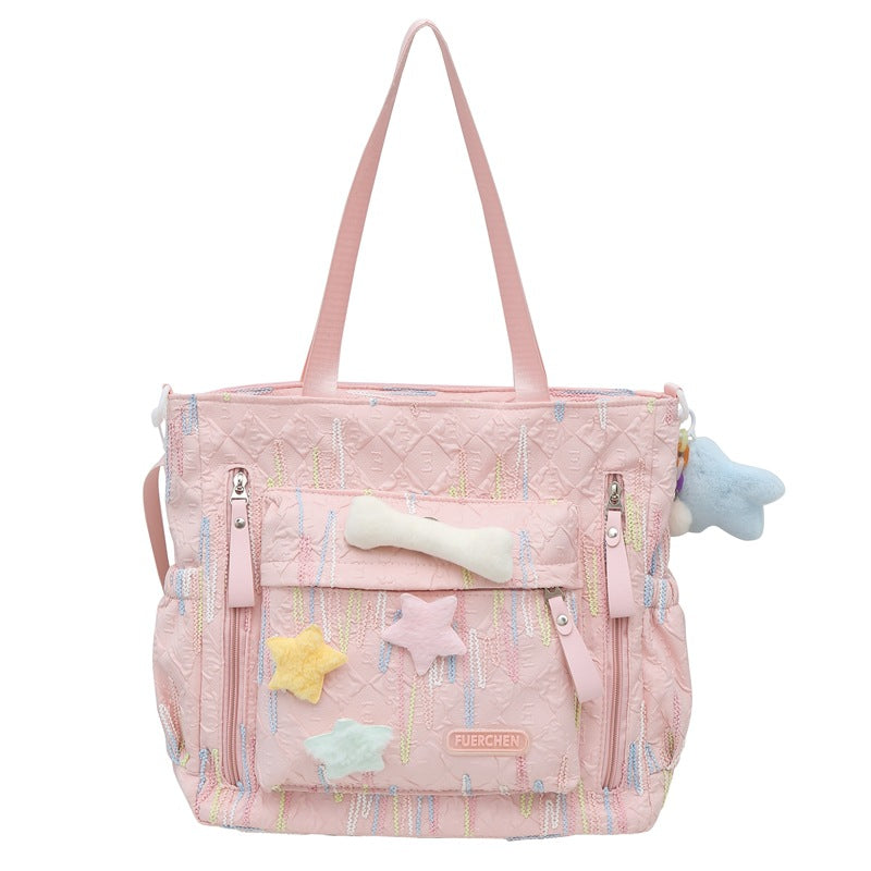 High value ins style cute student class bag female tutoring bag, large capacity junior high school student messenger bag shoulder bag