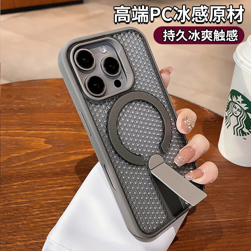 Fanxing honeycomb cooling magnetic stand compatible with apple 17pro phone case iphone16 ice point hollow anti-fall