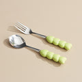 Heart-shaped ceramic stainless steel fork and spoon set - high-temperature underglaze decoration - wedding & celebration dinnerware - wholesale