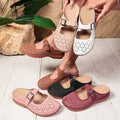 Exportnew arrivalplus sizecut out toe thick bottom slippers women's retro style buckle lazy back empty half slippers sandals wholesale