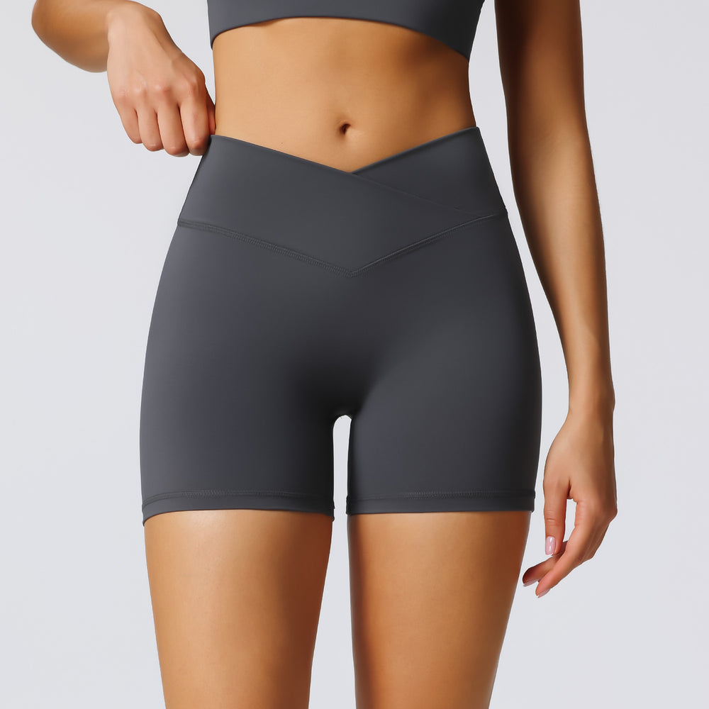 new arrival sports shorts for women outwear peach butt tight yoga shorts cross waistband sexy fitness pants