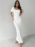 french chic polka dot dress - women's summer slim-fit knit maxi dress