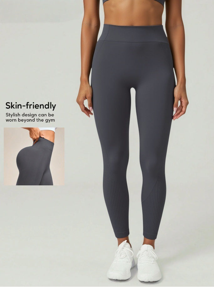 Seamless high-waisted yoga leggings with lettering - perfect for cross-border e-commerce, cycling, training, yoga, running, and layering