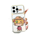 Polka dot pajama couple animal-themed phone case for apple 17, soft and cute iphone 16 large window electroplated case 15