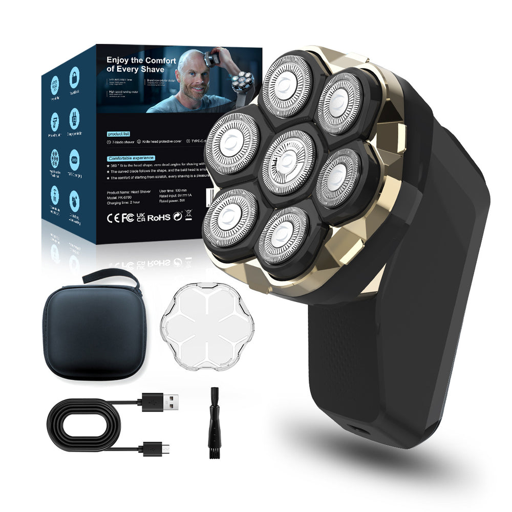 exclusive shaving head handy gadget men's variable speed electric shaver magnetic suction 7 blade shaving razor washable dual-use