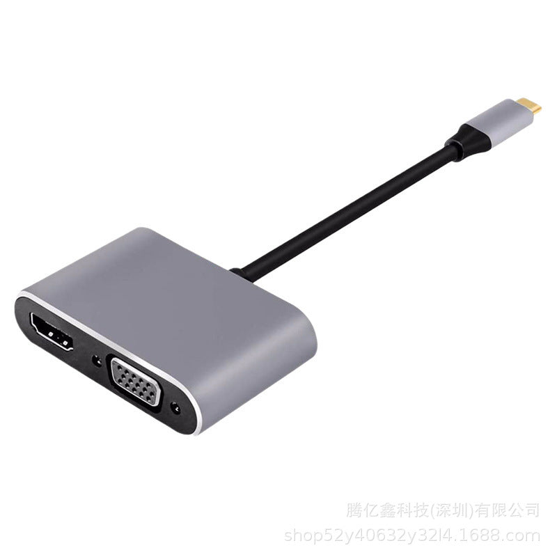Type-c four-in-one docking station c to 4khdmi+vga+usb3.0+pd100w converter multi-interface