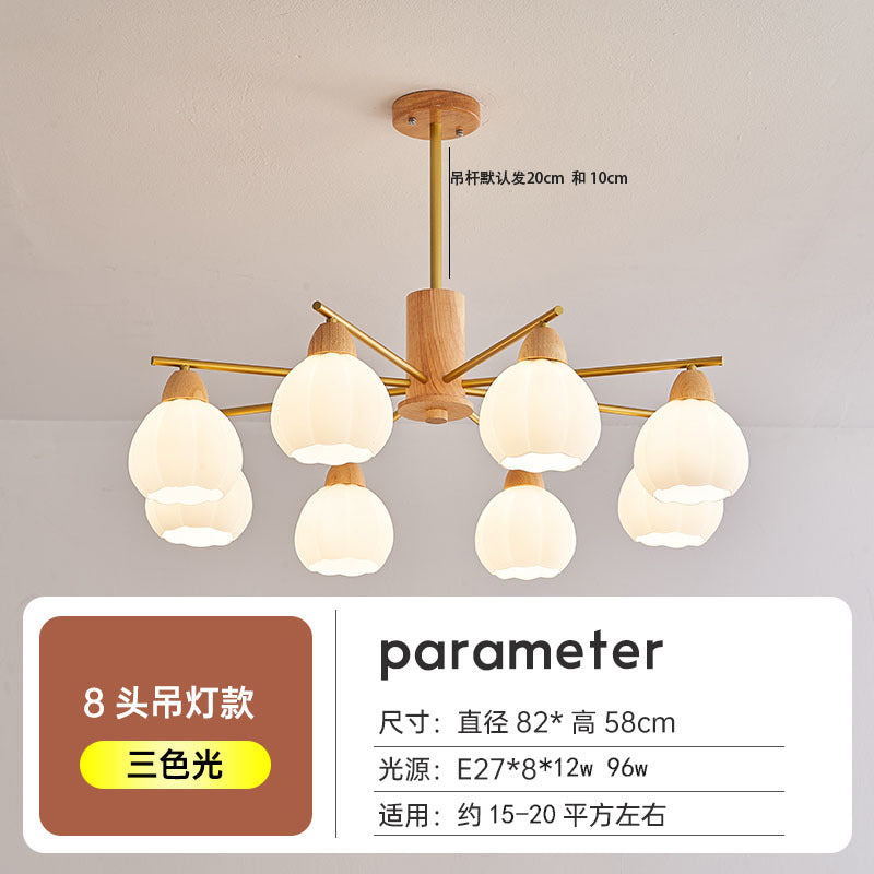 Log living room chandelier dining room light Japanese-style wabi-sabi wind homestay lighting retro wind hotel shop light bedroom lighting