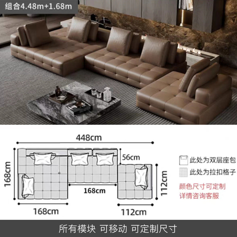 Lawrence genuine leather sofa italian normcore large and small apartment house villa customer corner sofa modern straight row leather sofa