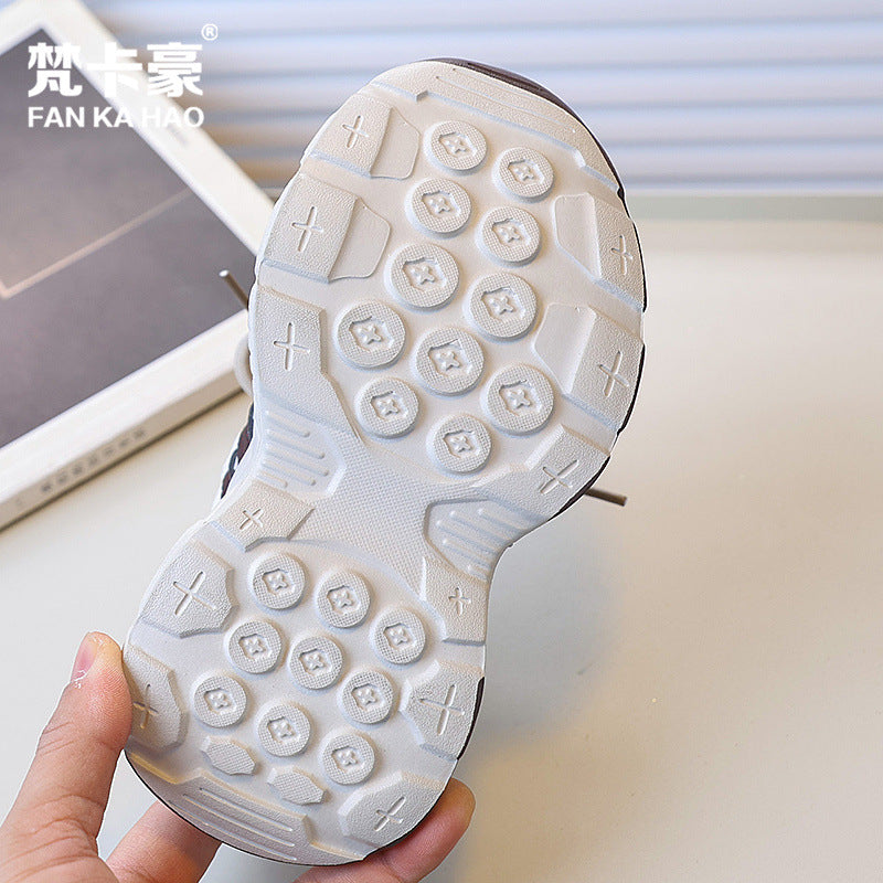 Vancahao girls' chunky sole lightweight fashion sneakers -  spring/autumn new korean style kids' trendy dad shoes